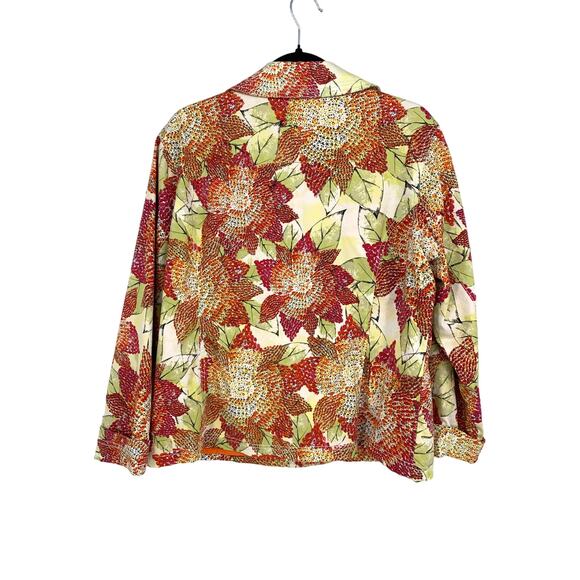 Chicos Blazer Jacket Womens 2 US L Floral Print Embellished Multicolor - Picture 4 of 4